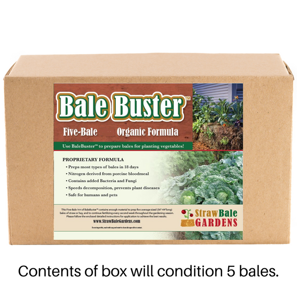 BaleBuster5 - Five Bale Box + Straw Bale Gardens book, Starter Package Combination